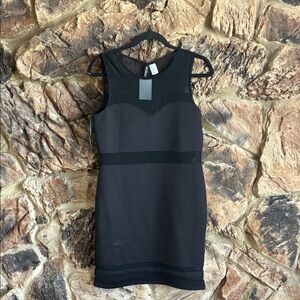 H&M Black Mesh Panel Mini Dress